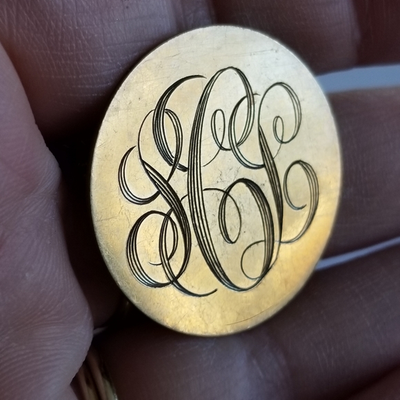 Vintage monogram brooch PCL gold filled Danecraft pin monogrammed alphabet - Picture 5 of 9